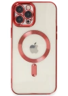 Newface iPhone 12 Pro Max Kılıf Kross Magneticsafe Kapak - Kırmızı