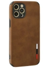 Newface iPhone 12 Pro Max Kılıf Loop Deri Silikon - Kahverengi