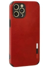 Newface iPhone 12 Pro Max Kılıf Loop Deri Silikon - Kırmızı