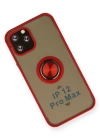 Newface iPhone 12 Pro Max Kılıf Montreal Yüzüklü Silikon Kapak - Kırmızı
