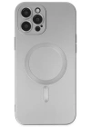 Newface iPhone 12 Pro Max Kılıf Moshi Lens Magneticsafe Silikon - Gümüş