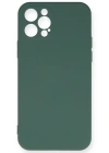Newface iPhone 12 Pro Max Kılıf Nano içi Kadife Silikon - Koyu Yeşil