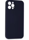 Newface iPhone 12 Pro Max Kılıf Nano içi Kadife Silikon - Lacivert
