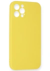 Newface iPhone 12 Pro Max Kılıf Nano içi Kadife Silikon - Sarı