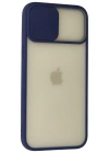 Newface iPhone 12 Pro Max Kılıf Palm Buzlu Kamera Sürgülü Silikon - Lacivert