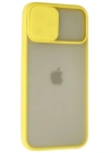 Newface iPhone 12 Pro Max Kılıf Palm Buzlu Kamera Sürgülü Silikon - Sarı
