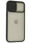 Newface iPhone 12 Pro Max Kılıf Palm Buzlu Kamera Sürgülü Silikon - Siyah
