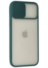 Newface iPhone 12 Pro Max Kılıf Palm Buzlu Kamera Sürgülü Silikon - Yeşil