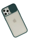 Newface iPhone 12 Pro Max Kılıf Palm Buzlu Kamera Sürgülü Silikon - Yeşil
