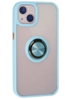 Newface iPhone 13 Kılıf Montreal Yüzüklü Silikon Kapak - Buz Mavi