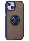Newface iPhone 13 Kılıf Montreal Yüzüklü Silikon Kapak - Lacivert