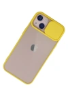Newface iPhone 13 Kılıf Palm Buzlu Kamera Sürgülü Silikon - Sarı