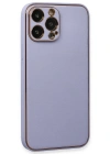 Newface iPhone 13 Pro Kılıf Coco Deri Silikon Kapak - Açık Lila