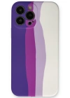 Newface iPhone 13 Pro Kılıf Ebruli Lansman Silikon - Mor-Beyaz