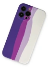 Newface iPhone 13 Pro Kılıf Ebruli Lansman Silikon - Mor-Beyaz