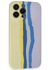 Newface iPhone 13 Pro Kılıf Ebruli Lansman Silikon - Sarı-Lila