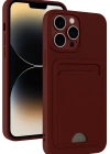 Newface iPhone 13 Pro Kılıf Kelvin Kartvizitli Silikon - Bordo