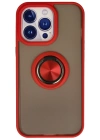 Newface iPhone 13 Pro Kılıf Montreal Yüzüklü Silikon Kapak - Kırmızı