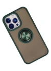 Newface iPhone 13 Pro Kılıf Montreal Yüzüklü Silikon Kapak - Yeşil