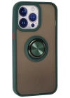 Newface iPhone 13 Pro Kılıf Montreal Yüzüklü Silikon Kapak - Yeşil