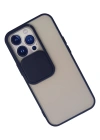 Newface iPhone 13 Pro Kılıf Palm Buzlu Kamera Sürgülü Silikon - Lacivert