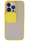 Newface iPhone 13 Pro Kılıf Palm Buzlu Kamera Sürgülü Silikon - Sarı