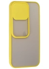 Newface iPhone 13 Pro Kılıf Palm Buzlu Kamera Sürgülü Silikon - Sarı