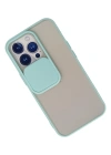Newface iPhone 13 Pro Kılıf Palm Buzlu Kamera Sürgülü Silikon - Turkuaz