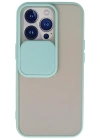 Newface iPhone 13 Pro Kılıf Palm Buzlu Kamera Sürgülü Silikon - Turkuaz
