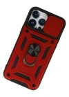 Newface iPhone 13 Pro Kılıf Pars Lens Yüzüklü Silikon - Kırmızı