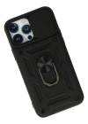 Newface iPhone 13 Pro Kılıf Pars Lens Yüzüklü Silikon - Siyah
