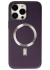 Newface iPhone 13 Pro Max Kılıf Coco Deri Magneticsafe Silikon - Derin Mor