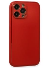 Newface iPhone 13 Pro Max Kılıf Coco Deri Silikon Kapak - Kırmızı