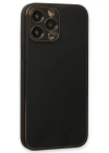 Newface iPhone 13 Pro Max Kılıf Coco Deri Silikon Kapak - Siyah