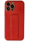 Newface iPhone 13 Pro Max Kılıf Coco Deri Standlı Kapak - Kırmızı