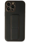 Newface iPhone 13 Pro Max Kılıf Coco Deri Standlı Kapak - Siyah