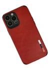 Newface iPhone 13 Pro Max Kılıf Loop Deri Silikon - Kırmızı