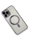 Newface iPhone 13 Pro Max Kılıf Magneticsafe Lazer Silikon - Mor