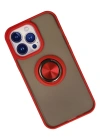 Newface iPhone 13 Pro Max Kılıf Montreal Yüzüklü Silikon Kapak - Kırmızı