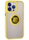 Newface iPhone 13 Pro Max Kılıf Montreal Yüzüklü Silikon Kapak - Sarı
