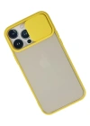 Newface iPhone 13 Pro Max Kılıf Palm Buzlu Kamera Sürgülü Silikon - Sarı