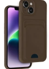Newface iPhone 14 Kılıf Kelvin Kartvizitli Silikon - Kahverengi