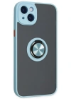 Newface iPhone 14 Kılıf Montreal Yüzüklü Silikon Kapak - Buz Mavi