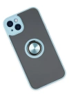 Newface iPhone 14 Kılıf Montreal Yüzüklü Silikon Kapak - Buz Mavi