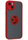 Newface iPhone 14 Kılıf Montreal Yüzüklü Silikon Kapak - Kırmızı