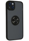 Newface iPhone 14 Kılıf Montreal Yüzüklü Silikon Kapak - Siyah