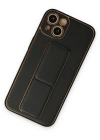 Newface iPhone 14 Plus Kılıf Coco Deri Standlı Kapak - Siyah