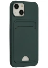Newface iPhone 14 Plus Kılıf Kelvin Kartvizitli Silikon - Koyu Yeşil