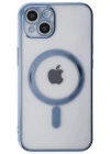 Newface iPhone 14 Plus Kılıf Magneticsafe Lazer Silikon - Sierra Blue