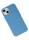 Newface iPhone 14 Plus Kılıf Nano içi Kadife Silikon - Mavi